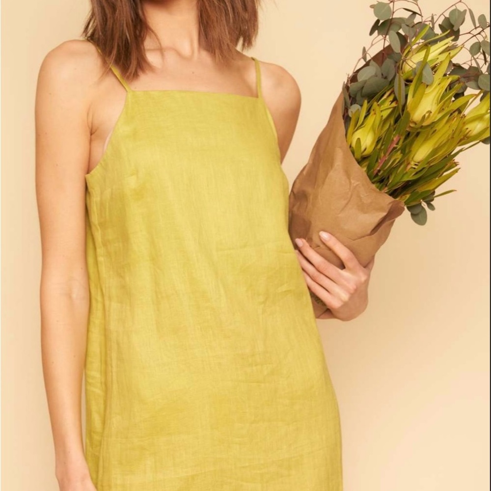 Whimsy + Row Chartreuse Midi Dress Size Extra Large